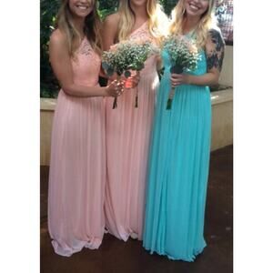 Davids Bridal Dress Womens 6 Bridesmaid One Shoulder Lace Chenille Maxi Dress